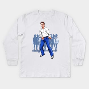 Dennis Quaid - An illustration by Paul Cemmick Kids Long Sleeve T-Shirt